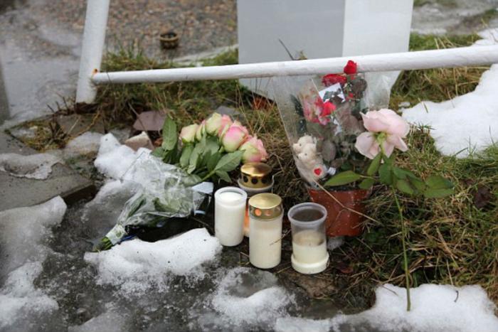 A small memorial outside the housing for unaccompanied migrants in Molndal sits where Mezher was killed