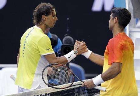 Rafael Nadal congratulated Fernando Verdasco after Verdasco stunned Nadal Tuesday at the Australian Open