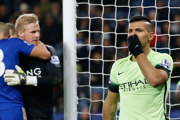 Manchester City's Sergio Aguero looks dejected after a missed chance