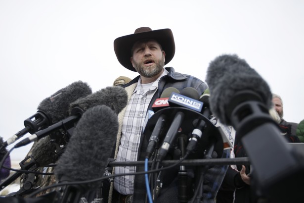 Ammon Bundy at a news conference at Malheur National Wildlife Refuge headquarters on Monday near Burns Oregon.         
                     Rick Bowmer  AP