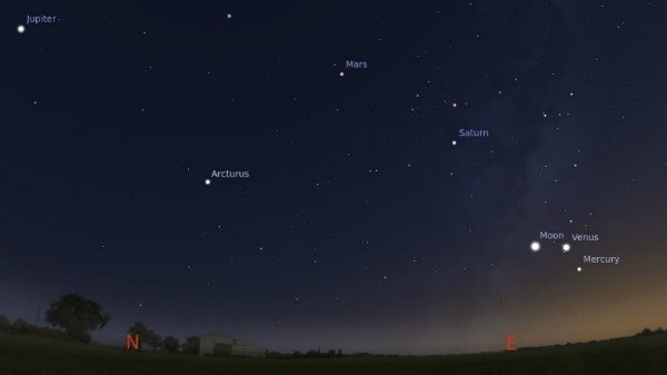 An image of the sky as it will appear on February 6