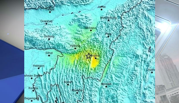 An intensity shake map released Sunday by the U.S. Geological Survey. U.S. Geological Survey via — NBC News