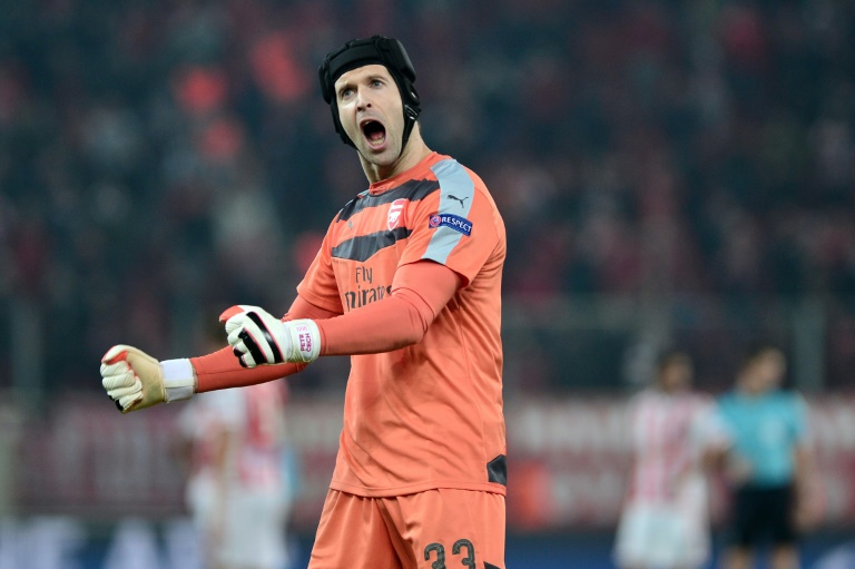 AFP  File  Louisa Gouliamaki Arsenal goalkeeper Petr Cech celebrates at the end of the Champions League Group F match against Olympiacos in Piraeus