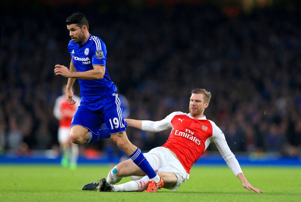 Arsenal's Arsene Wenger Diego Costa got Per Mertesacker sent off