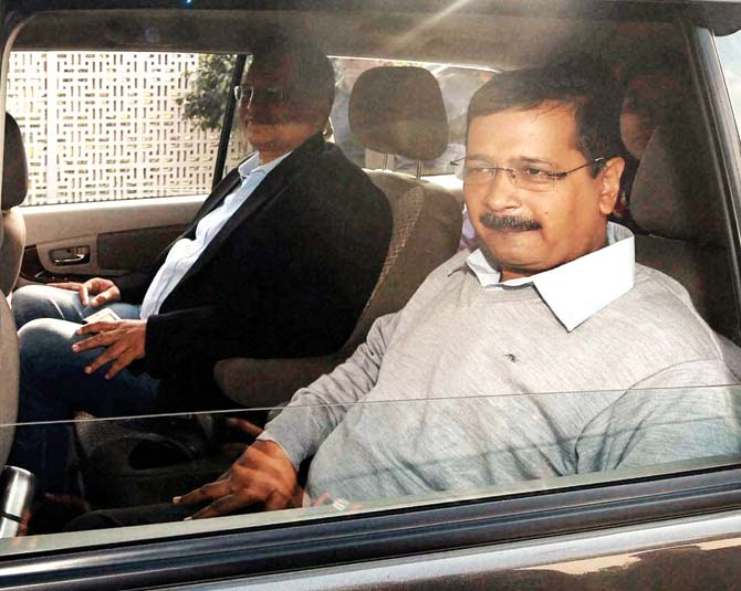 Arvind Kejriwal car-pooled with Transport Minister Gopal Rai and Health Minister Satyendra Jain to the Delhi Secretariat. Pic  PTI