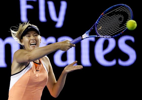 Russia hits a forehand return to Aliaksandra Sasnovich of Belarus during their second round match at the Australian Open tennis championships in Melbourne Australia Wednesday Jan. 20 2016