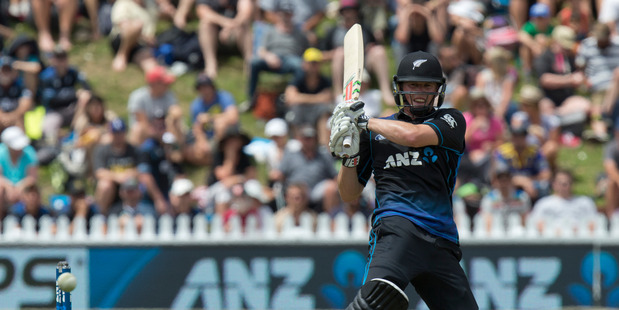 New Zealand's Henry Nichols in action during his innings of 82 during their ODI cricket match against Pakistan played at the Basin Reserve in Wellington