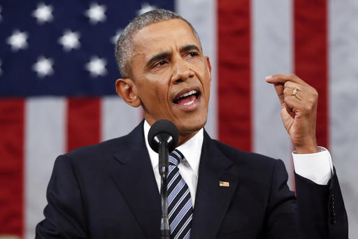 President Barack Obama delivers his State of the Union address before a joint session of Congress on Capitol Hill in Washington Jan. 12 2016