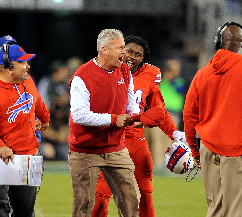 Bills win 22-17 Buffalo Bills head coach Rex Ryan celebrates as the Buffalo Bills win tonite