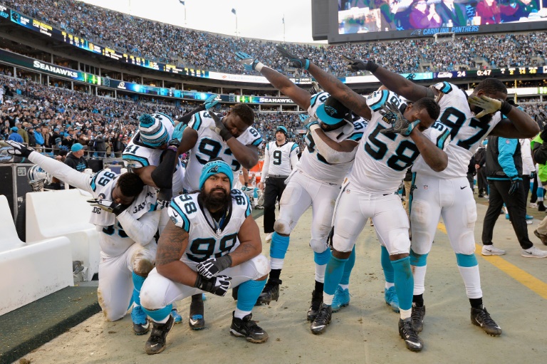 Getty  AFP  File  Grant Halverson The Carolina Panthers&#039 players do 'the dab&#039 during the final seconds of their NFC divisional playoff game against the Seattle Seahawks at Bank of America Stadium in Charlotte North Carolina on January 17