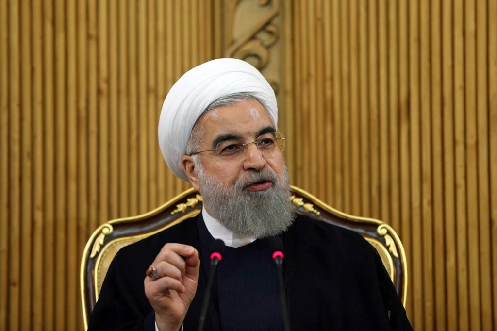 Iranian President Hassan Rouhani briefs media upon his arrival from the U.S. at Mehrabad airport in Tehran Iran