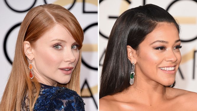 Bryce Dallas Howard and Gina Rodrigue on the Golden Globes red carpet