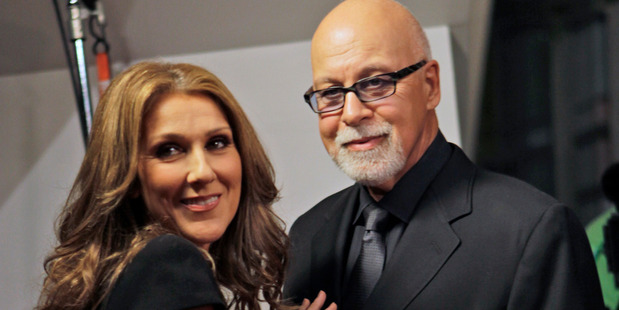 Celine Dion left poses with her husband Rene Angelil