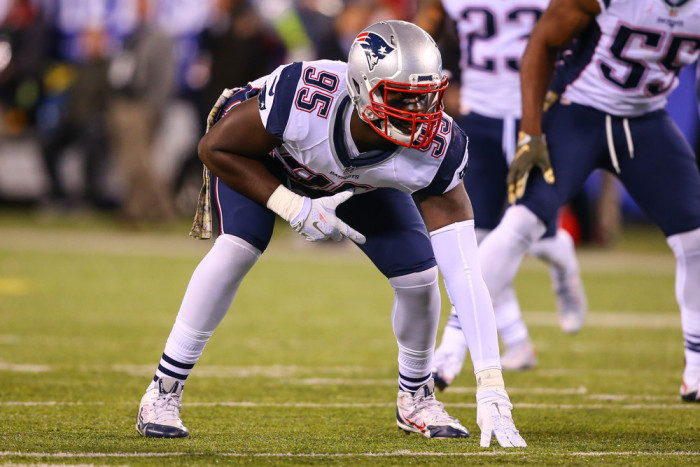 15 NOV 2015:New England Patriots defensive end Chandler Jones during the first quarter of the game between the New York Giants and the New England Patriots played at Met Life Stadium in East Rutherford,NJ