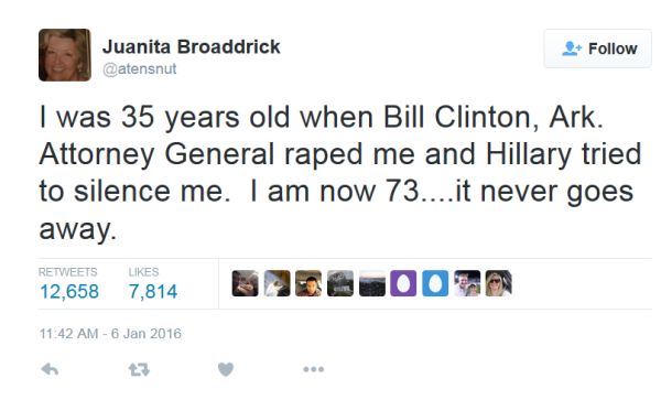 Juanita Broaddrick tweet