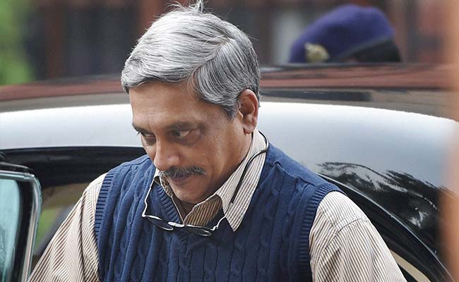 Defence Minister Manohar Parrikar at a press conference in Pathankot yesterday. Pic  PTI