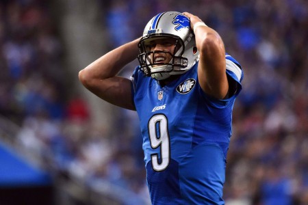 Dec 27 2015 Detroit MI USA Detroit Lions quarterback Matthew Stafford reacts to a call during the fourth quarter against the San Francisco 49ers at Ford Field. Detroit won 32-17. Mandatory Credit Tim Fuller-USA TODAY Sports