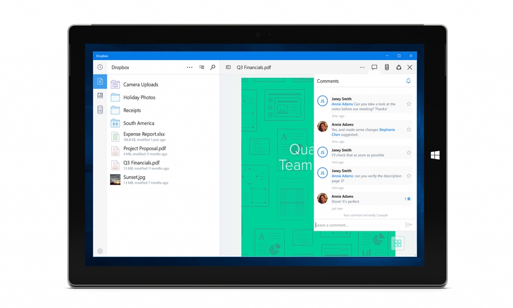 Dropbox launches new Universal Windows 10 app for PCs, including Windows Hello support