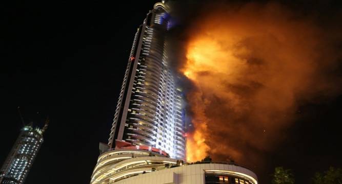 Fire breaks out at a Dubai Hotel near Burj Khalifa 16 injured