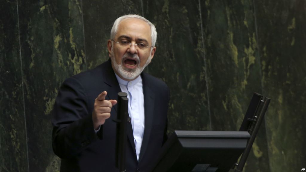 FILE- Iranian Foreign Minister Mohammad Javad Zarif addresses an open session of parliament in Tehran