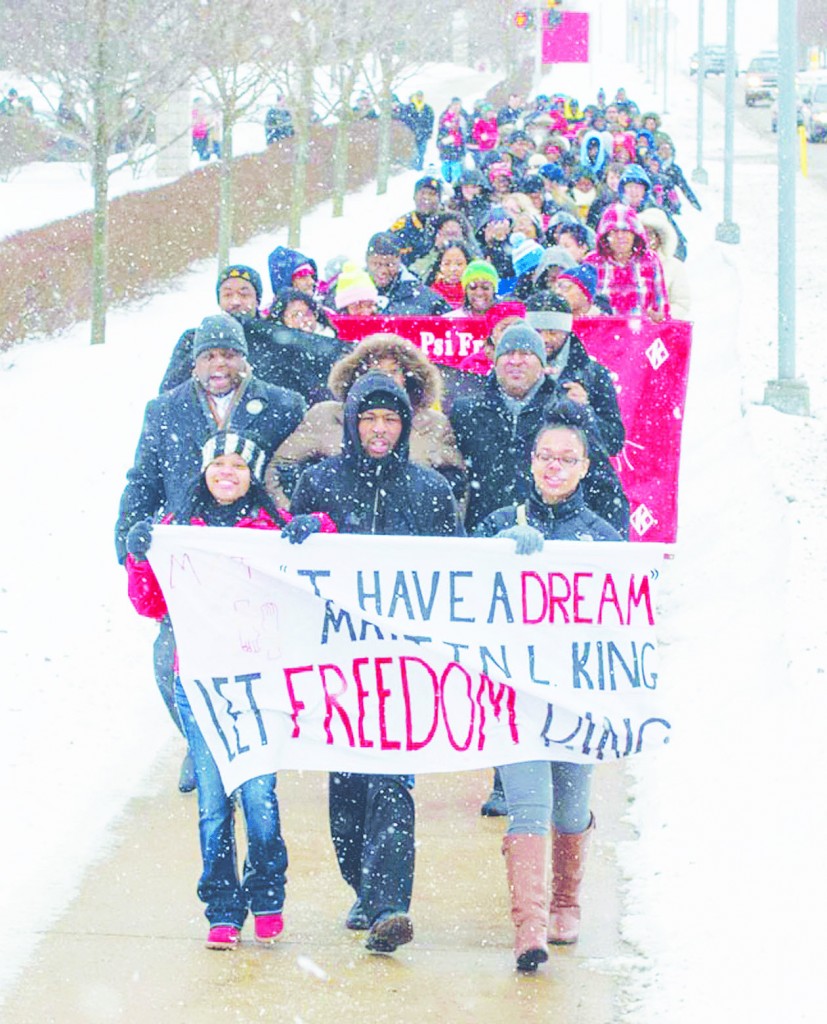 Students participate in the Freedom March at a previous celebration of Dr. Martin Luther King