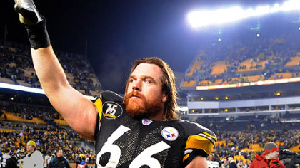 Alan Faneca- 2008 Former Steelers guard Alan Faneca waves to his family after a Jan. 5 2008 game that was his last as a Pittsburgh Steeler. He was named a finalist for the Pro Football Hall of Fame on Thursday