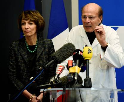 French Social Affairs and Health Minister Marisol Touraine and Professor Gilles Edan head of the neuroscience unit give a Press conference yesterday at the Pontchaillou Hospital in Rennes