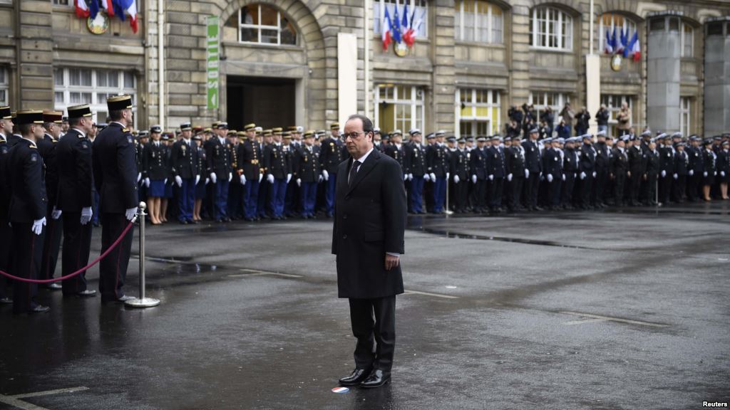 French President Francois Hollandeis due to unveil a plaque on January 10 at the base of a 10-meter-high memorial tree that has been planted for the occasion at the Place de la Republique in Paris