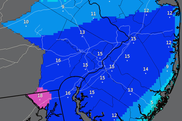 'Most likely snowfall as of 4:22 p.m. Thursday