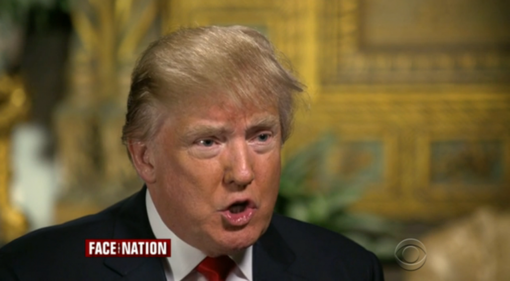 GOP presidential hopeful Donald Trump talks to CBS's Face the Nation