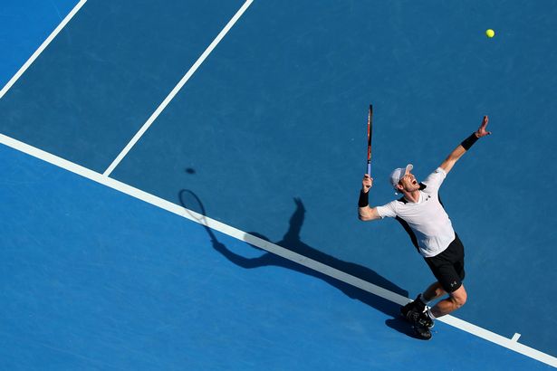 Andy Murray of Great Britain serves in his quarter final match against David Ferrer of Spain during day 10 of the 2016 Australian Open at Melbourne Park