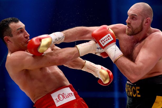 Tyson Fury in action with Wladimir Klitschko