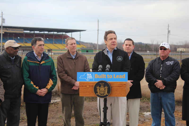 Gov. Andrew Cuomo at the implosion of the Grandstand at the New York State Fair