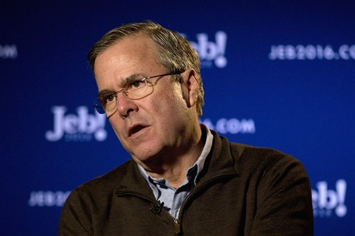 2016 Republican presidential candidate former Florida Gov. Jeb Bush speaks during an interview with The Associated Press in Coralville Iowa. Political groups are flooding the airways during popular game shows including