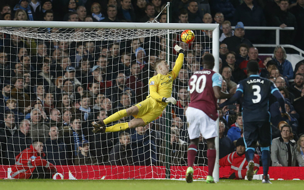 Hart operation Manchester City goalkeeper Joe Hart makes a spectacular save against West Ham at Upton Park