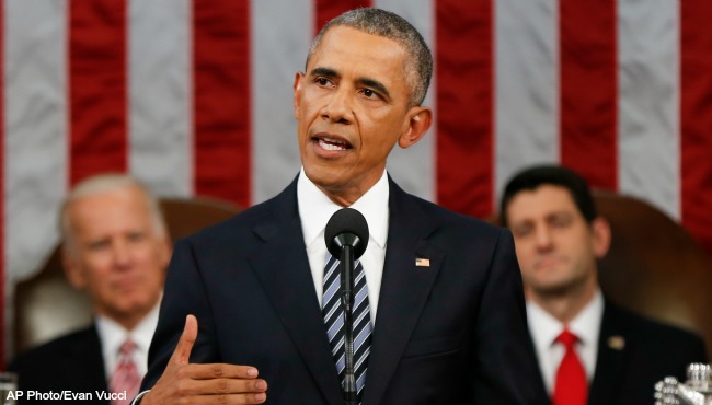 President Barack Obama delivers his State of the Union address before a joint session of Congress on Capitol Hill in Washington Tuesday Jan. 12 2016