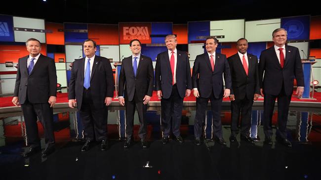 Republican presidential candidates arrive to participate in the Republican presidential debate in North Charleston South Carolina