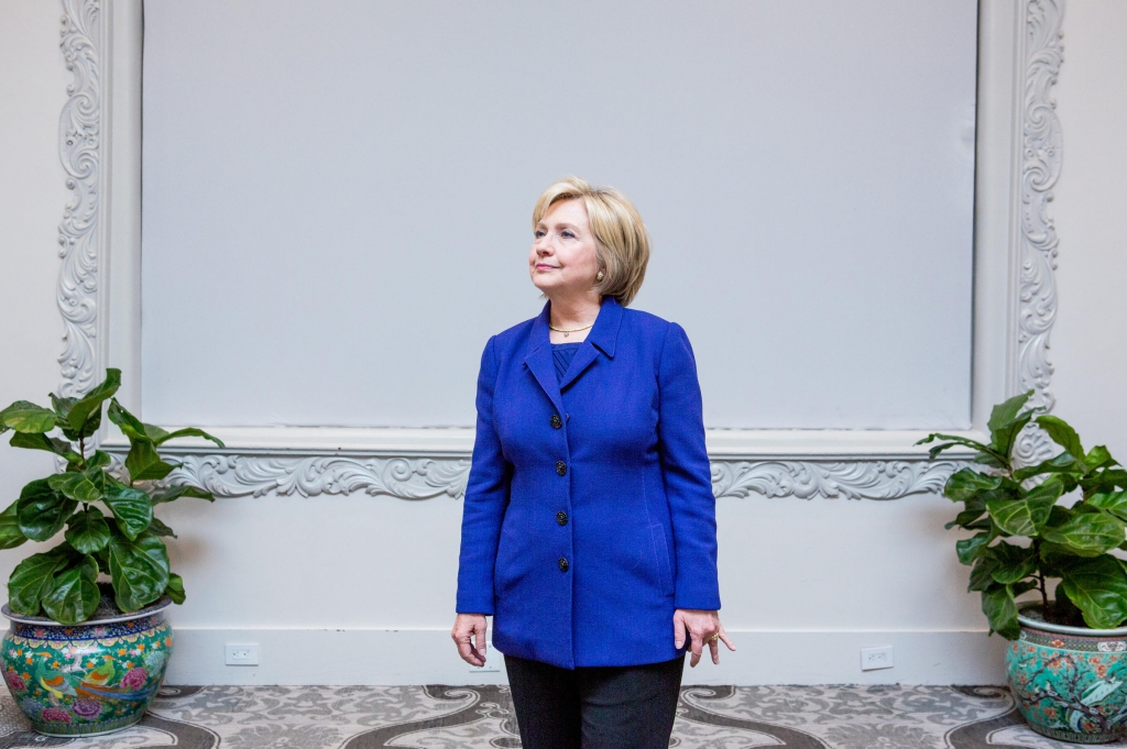 Hillary Clinton stands for a portrait in San Antonio Texas