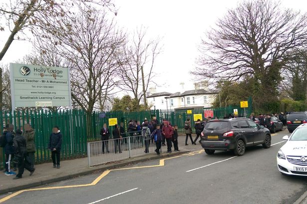 Holly Lodge College in Smethwick where school kids we evacuated from the building