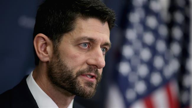 House Speaker Paul Ryan talks to reporters following the weekly House GOP meeting at the US Capitol