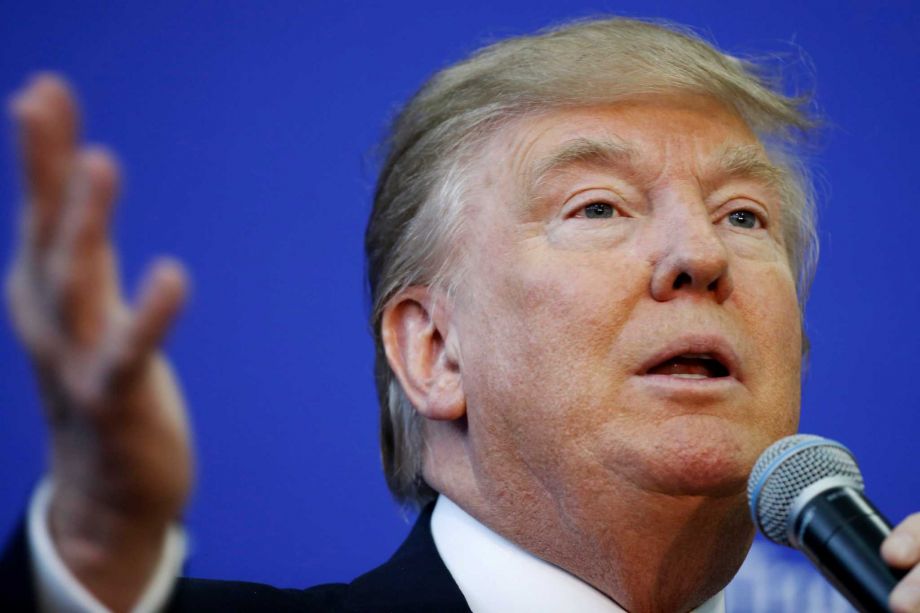 Republican presidential candidate Donald Trump speaks during a campaign stop Saturday Jan. 16 2016 in Portsmouth N.H