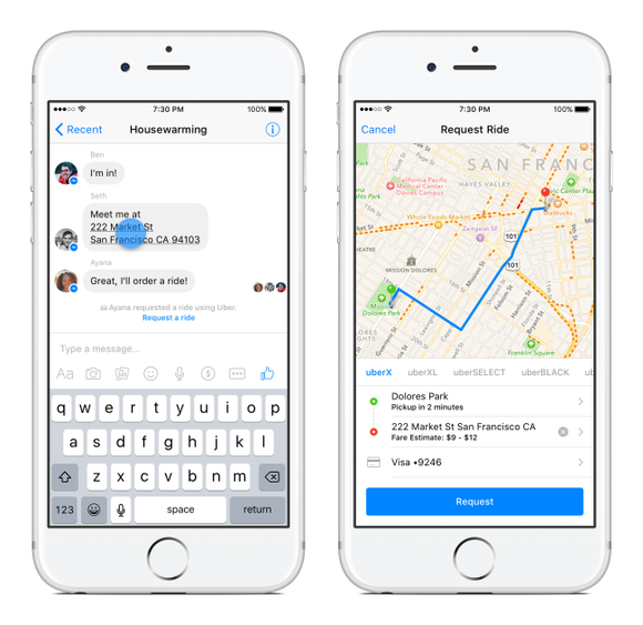 Facebook Messenger Uber