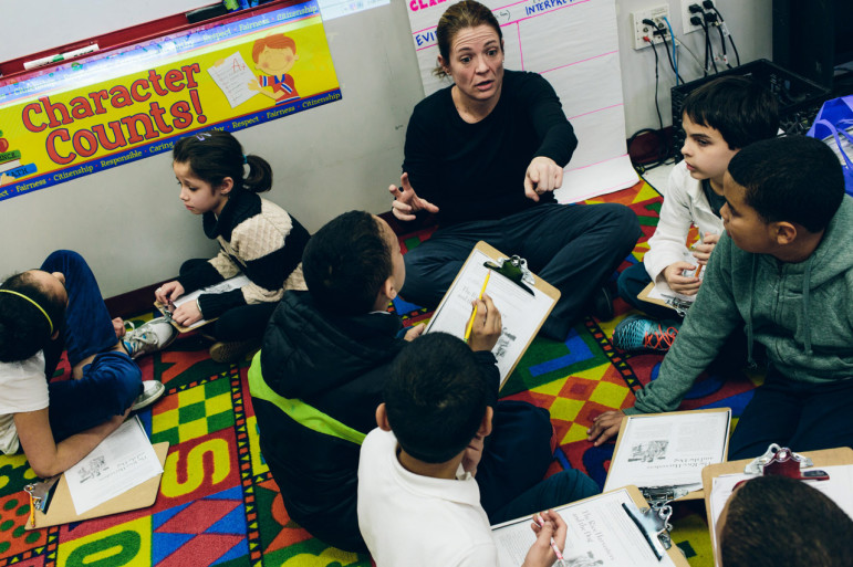 Megan Fehr teaches her third-grade class at the Guilmette Elementary School in Lawrence