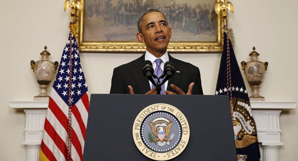 U.S. President Barack Obama delivers a statement on Iran at the White House in Washington