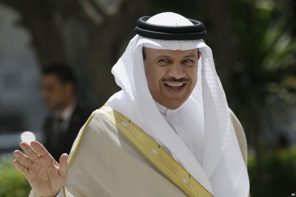 FILE- Gulf Cooperation Council Secretary General Abdullatif al-Zayani shown at Arab League headquarters in Cairo in September 2014 says it's the council's view that Iran'carries the responsibility for recent attacks on Saudi diplomatic facili