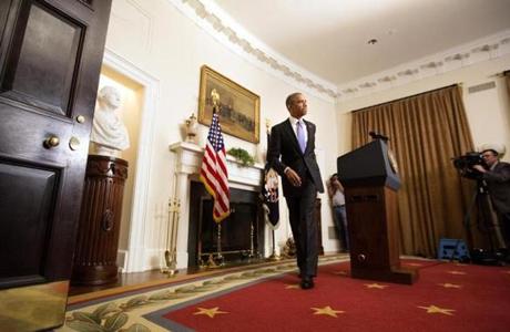 “We have a rare chance to pursue a new path,’’ President Obama said of Iran negotiations in a televised statement Sunday