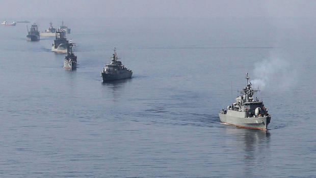 Iranian Navy boats take part in maneuvers during navy exercises in the Strait of Hormuz in southern Iran in this Jan. 3 2012 file