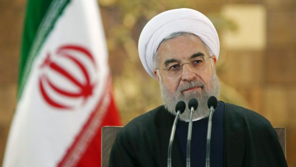 Iranian President Hassan Rohani attends a news conference Tehran Iran