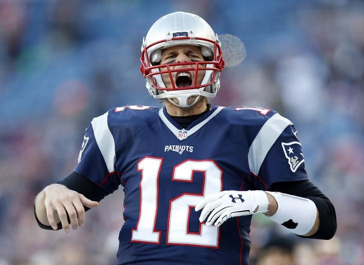 Jan 16 2016 Foxborough MA USA New England Patriots quarterback Tom Brady reacts before the game against the Kansas City Chiefs in the AFC Divisional round playoff game at Gillette Stadium. Mandatory Credit Greg M. Cooper-USA TODAY Sports Reuter