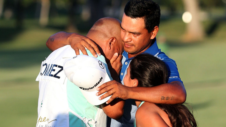 It was an emotional day for Gomez's caddie Adrian Monteros who recently lost his father